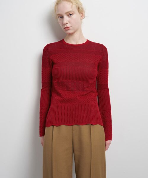 LANVIN en Bleu(ランバンオンブルー)の「ニットレースプルオーバー(ニット/セーター・レディース・レッド/ブラック・38)」の6枚目の写真