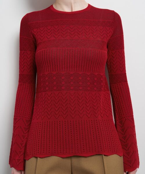 LANVIN en Bleu(ランバンオンブルー)の「ニットレースプルオーバー(ニット/セーター・レディース・レッド/ブラック・38)」の9枚目の写真