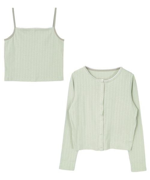 miette(ミエット)の「レースアイレットアンサンブル(カーディガン/ボレロ・レディース・ネイビー/ライトグリーン/オフホワイト/レッド/グレー・S/L/M)」の14枚目の写真