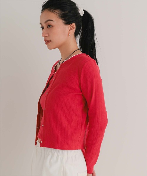 miette(ミエット)の「レースアイレットアンサンブル(カーディガン/ボレロ・レディース・ネイビー/ライトグリーン/オフホワイト/レッド/グレー・S/L/M)」の20枚目の写真