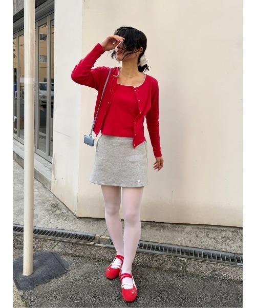 miette(ミエット)の「レースアイレットアンサンブル(カーディガン/ボレロ・レディース・ネイビー/ライトグリーン/オフホワイト/レッド/グレー・S/L/M)」の13枚目の写真