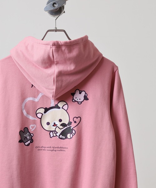 FUNALIVE（ファンアライブ）の「Rilakkuma 裏毛プルパーカー（パーカー・メンズ・ピンク/ブラック系1/ラベンダー/ネイビー/杢グレー/ブラック・S/L/M）」の6枚目の写真