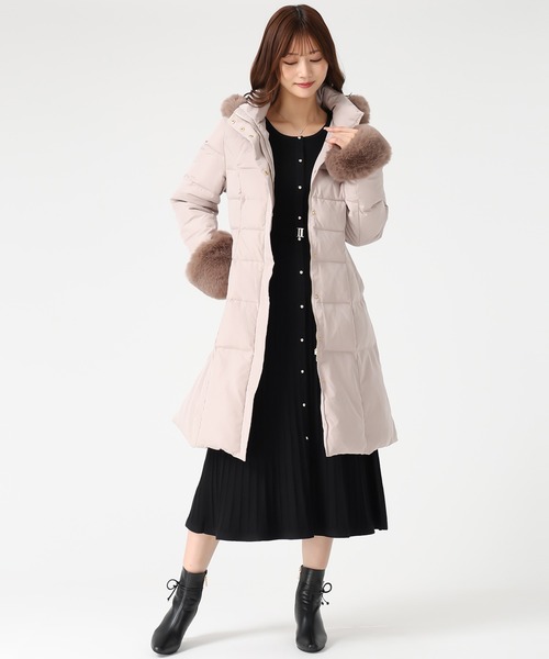 MISCH MASCH（ミッシュマッシュ）の「2025秋冬新作 スタンドネックフードロングダウン（ダウンジャケット/コート・レディース・ピンク/アイボリー/ブラック・M/S）」の5枚目の写真