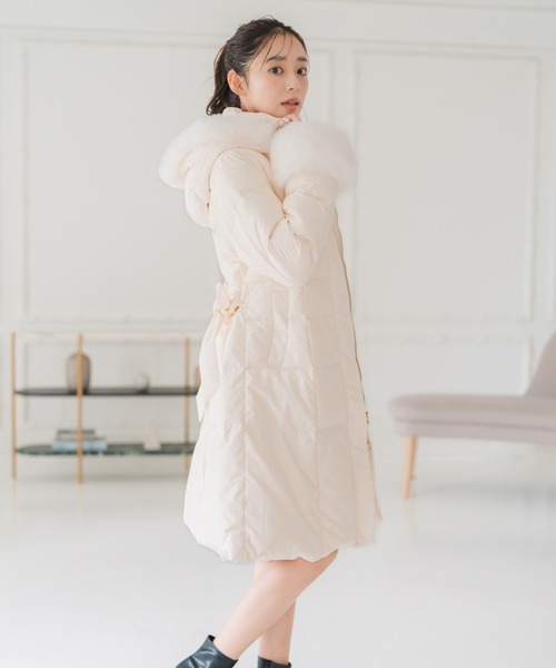 nanami　Nダウン ホワイトＭ セール】2025秋冬新作 スタンドネックフードロングダウン（ダウン