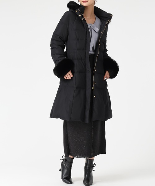 MISCH MASCH（ミッシュマッシュ）の「2025秋冬新作 スタンドネックフードロングダウン（ダウンジャケット/コート・レディース・ピンク/アイボリー/ブラック・M/S）」の6枚目の写真