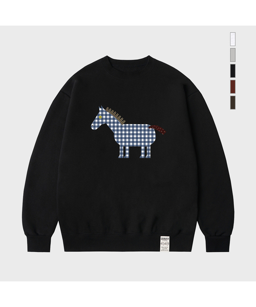 GRAVER（グレーバー）の「[ユニセックス]PAPER PONY スウェット_5カラー（スウェット・レディース・杢グレー/ブラック/ホワイト/ダークブラウン/ブラウン・SMALL/MEDIUM/LARGE）」の3枚目の写真