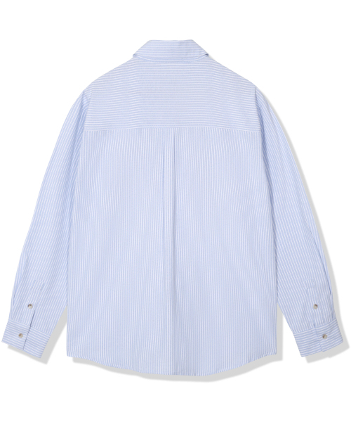 GUBIN（グビン）の「レタリングスリーブストライプシャツ - ブルー（シャツ/ブラウス・レディース・その他・SMALL/MEDIUM/LARGE）」の3枚目の写真