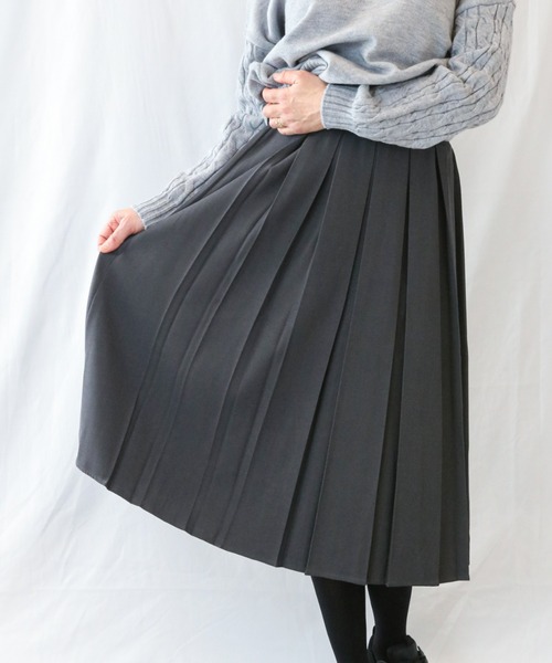 a lot of love（ア ロット オブ ラブ）の「ロングプリーツスカート（スカート・レディース・ブラック/グレー/ブラウン・M/L）」の2枚目の写真