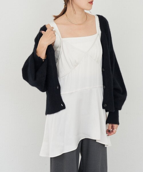 SHENERY（シーナリー）の「イレギュラーヘムキャミソール（キャミソール・レディース・ブラック/アイボリー・FREE）」の9枚目の写真