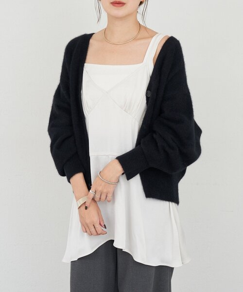 SHENERY（シーナリー）の「イレギュラーヘムキャミソール（キャミソール・レディース・ブラック/アイボリー・FREE）」の10枚目の写真