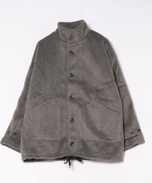 Revo.（レボ）の「Revo. オーバーサイズ シャギーメルトン スタンドカラー ミドルコート（ステンカラーコート・メンズ・グレー/ブラック/カーキ・1/2）」の11枚目の写真