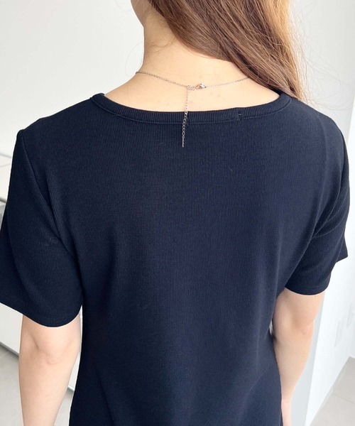 U.S. POLO ASSN.(ユーエスポロアッスン)の「moment+別注【U.S.POLO ASSN.】ワンポイント刺繍フロントギャザーヘンリーVネック半袖ワンピース(ワンピース・レディース・杢グレー/ブラック/アイボリー/ネイビー・M/L)」の12枚目の写真