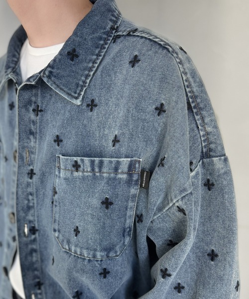Classical Origin(クラシカルオリジン)の「「シンプル以上、主張しすぎない存在感。」総柄刺繍デニムシャツジャケット/All-Over Embroidered Denim Shirt Jacket(デニムジャケット・メンズ・ブラック/ブルー・SMALL/MEDIUM/LARGE)」の15枚目の写真