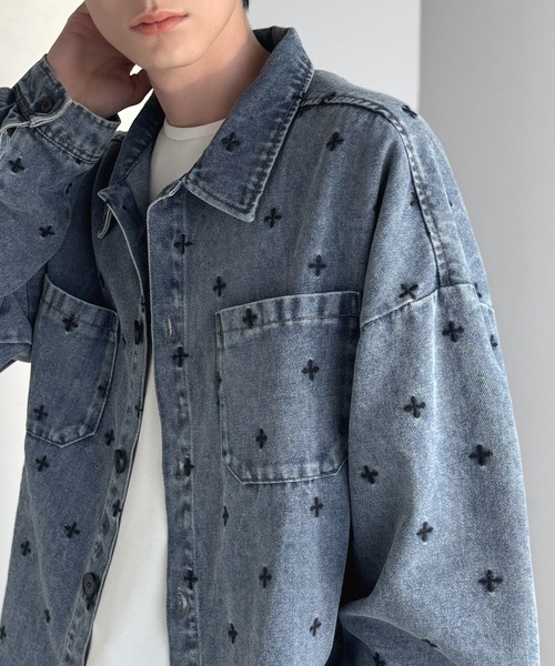 Classical Origin(クラシカルオリジン)の「「シンプル以上、主張しすぎない存在感。」総柄刺繍デニムシャツジャケット/All-Over Embroidered Denim Shirt Jacket(デニムジャケット・メンズ・ブラック/ブルー・SMALL/MEDIUM/LARGE)」の10枚目の写真