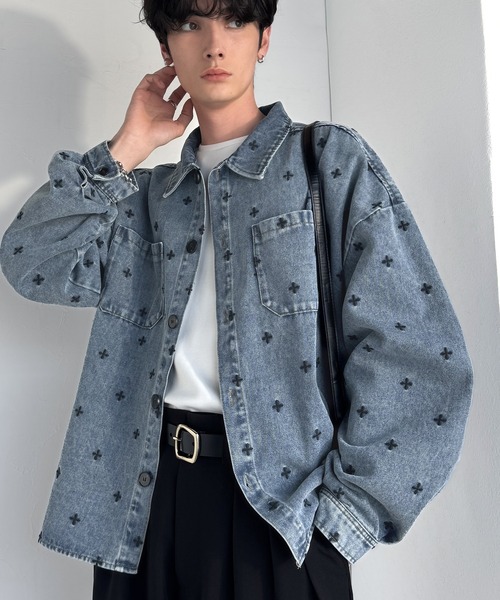 Classical Origin(クラシカルオリジン)の「「シンプル以上、主張しすぎない存在感。」総柄刺繍デニムシャツジャケット/All-Over Embroidered Denim Shirt Jacket(デニムジャケット・メンズ・ブラック/ブルー・SMALL/MEDIUM/LARGE)」の20枚目の写真