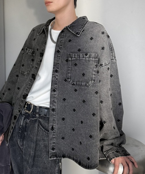 Classical Origin(クラシカルオリジン)の「「シンプル以上、主張しすぎない存在感。」総柄刺繍デニムシャツジャケット/All-Over Embroidered Denim Shirt Jacket(デニムジャケット・メンズ・ブラック/ブルー・SMALL/MEDIUM/LARGE)」の18枚目の写真