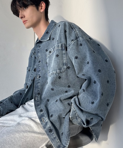 Classical Origin(クラシカルオリジン)の「「シンプル以上、主張しすぎない存在感。」総柄刺繍デニムシャツジャケット/All-Over Embroidered Denim Shirt Jacket(デニムジャケット・メンズ・ブラック/ブルー・SMALL/MEDIUM/LARGE)」の19枚目の写真