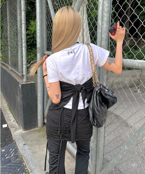 FLAREUP(フレアアップ)の「Bustier Layered T-Shirt (FL-122_White&Black)(Tシャツ/カットソー・レディース・ブラック・OS)」の5枚目の写真