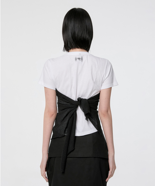 FLAREUP(フレアアップ)の「Bustier Layered T-Shirt (FL-122_White&Black)(Tシャツ/カットソー・レディース・ブラック・OS)」の9枚目の写真