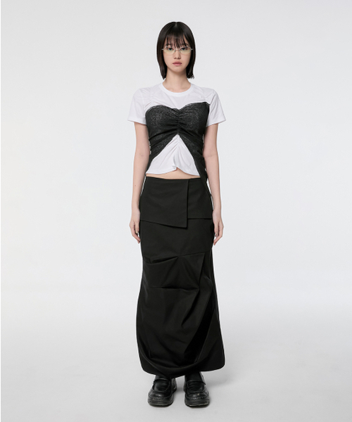 FLAREUP(フレアアップ)の「Bustier Layered T-Shirt (FL-122_White&Black)(Tシャツ/カットソー・レディース・ブラック・OS)」の10枚目の写真