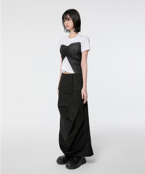 FLAREUP(フレアアップ)の「Bustier Layered T-Shirt (FL-122_White&Black)(Tシャツ/カットソー・レディース・ブラック・OS)」の11枚目の写真