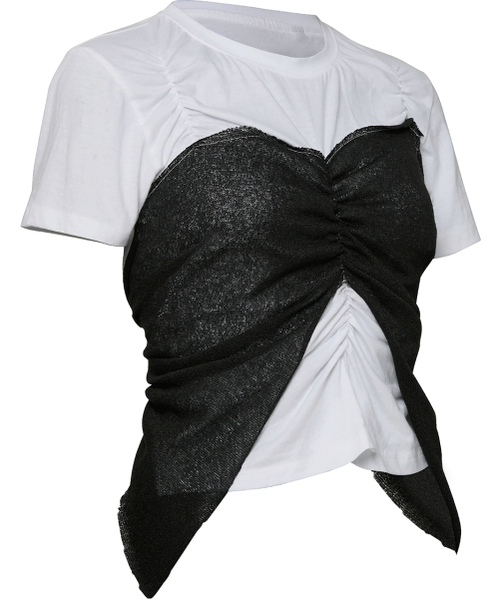 FLAREUP(フレアアップ)の「Bustier Layered T-Shirt (FL-122_White&Black)(Tシャツ/カットソー・レディース・ブラック・OS)」の13枚目の写真