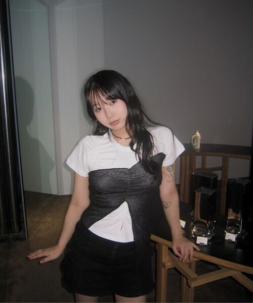 FLAREUP(フレアアップ)の「Bustier Layered T-Shirt (FL-122_White&Black)(Tシャツ/カットソー・レディース・ブラック・OS)」の15枚目の写真