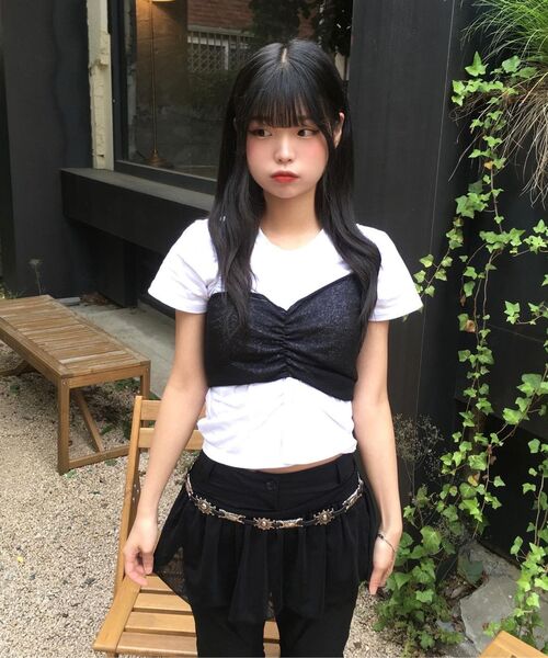 FLAREUP(フレアアップ)の「Bustier Layered T-Shirt (FL-122_White&Black)(Tシャツ/カットソー・レディース・ブラック・OS)」の17枚目の写真