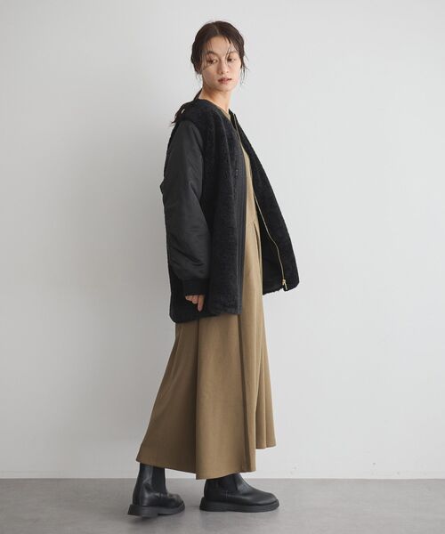 GARAGE OF GOOD CLOTHING（ガレージオブグッドクロージング）の「ヘイジーボア切り替えコート（ノーカラーコート・レディース・ブラック/モカ・FREE）」の17枚目の写真