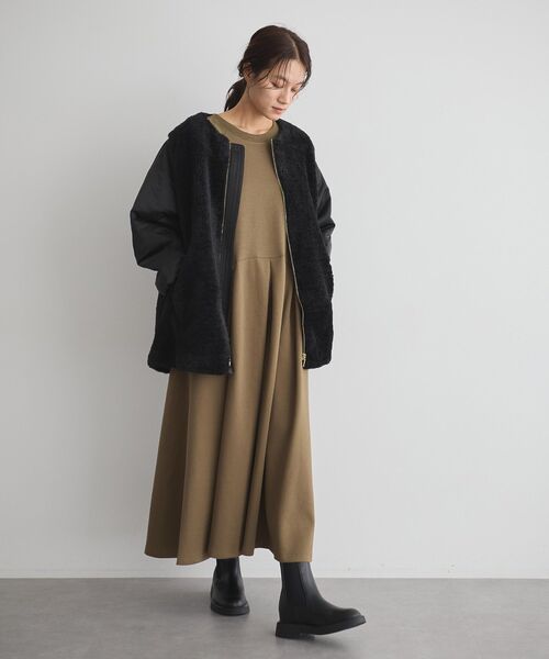 GARAGE OF GOOD CLOTHING（ガレージオブグッドクロージング）の「ヘイジーボア切り替えコート（ノーカラーコート・レディース・ブラック/モカ・FREE）」の20枚目の写真