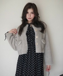 ゴールドボタンフェイクファージャケット