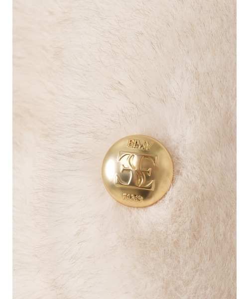 ゴールドボタンフェイクファージャケット（ノーカラージャケット