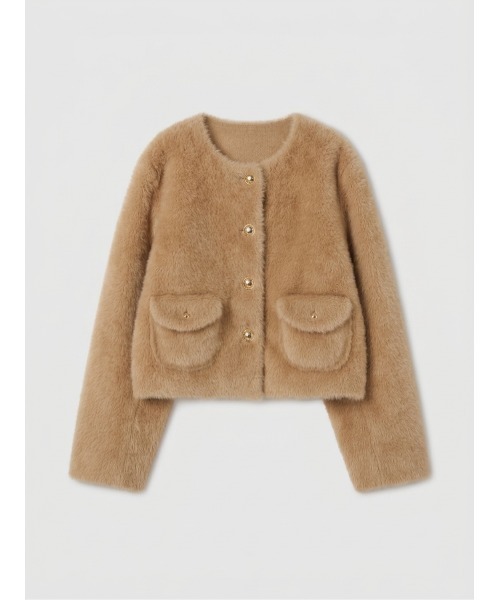 EIMY ISTOIRE(エイミーイストワール)の「EM GOLD BUTTON FAUX FUR JACKET(ノーカラージャケット・レディース・ホワイト/ライトグレー/ブラウン/ブラック/キャメル・36/38)」の19枚目の写真