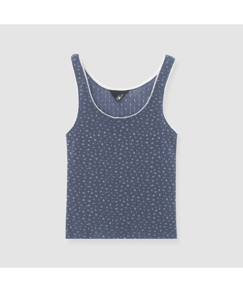 DEARSTALKER(ディアストーカー)の「D. BASIC COTTON FLOWER TOP - 4 COLOR(Tシャツ/カットソー・レディース・ブルー/グレー/アイボリー/ネイビー・FREE)」の1枚目の写真