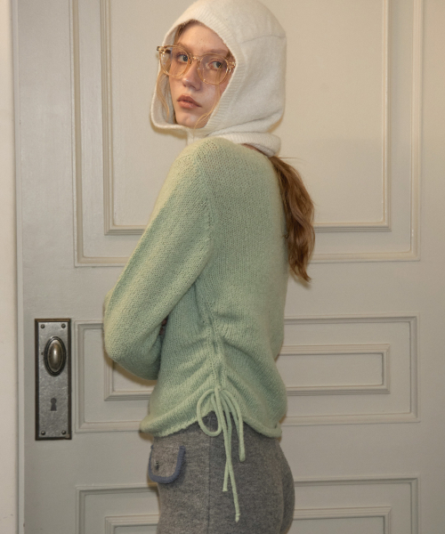 SALON DE YOHN(サロンドヨーン)の「Ribbon Shirring Knit_ Mint(ニット/セーター・レディース・その他・SMALL/MEDIUM)」の3枚目の写真