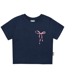 小リボンクロップTシャツ【ネイビー】
