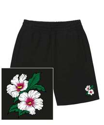 KOREAN FLOWER スウェットハーフパンツ - ブラック