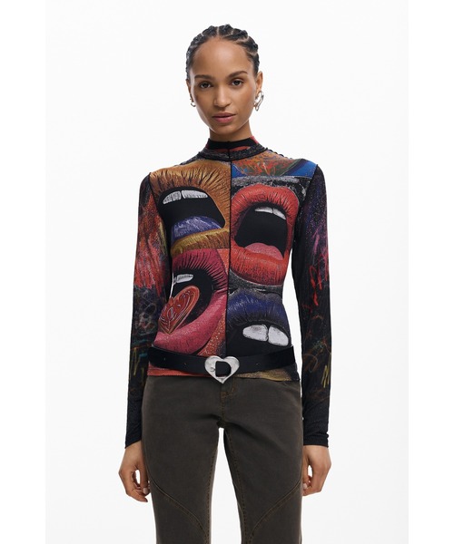 Desigual（デシグアル）の「ブラックレザー×シルバーハートバックルスリムベルト（ベルト・レディース・ブラック・S/L/M）」の2枚目の写真