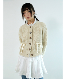 NEFNEF（ネフネフ）の「ribbon wool cable cardigan_ivory（カーディガン/ボレロ）」