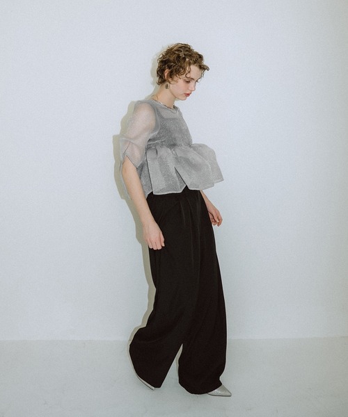 et.UNiVER(エトユニベール)の「Organza Peplum 3Piece(パンツドレス・レディース・ブラック×グレー/ベージュ/ブルー・SMALL/MEDIUM/LARGE)」の7枚目の写真