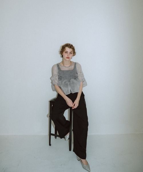 et.UNiVER(エトユニベール)の「Organza Peplum 3Piece(パンツドレス・レディース・ブラック×グレー/ベージュ/ブルー・SMALL/MEDIUM/LARGE)」の16枚目の写真
