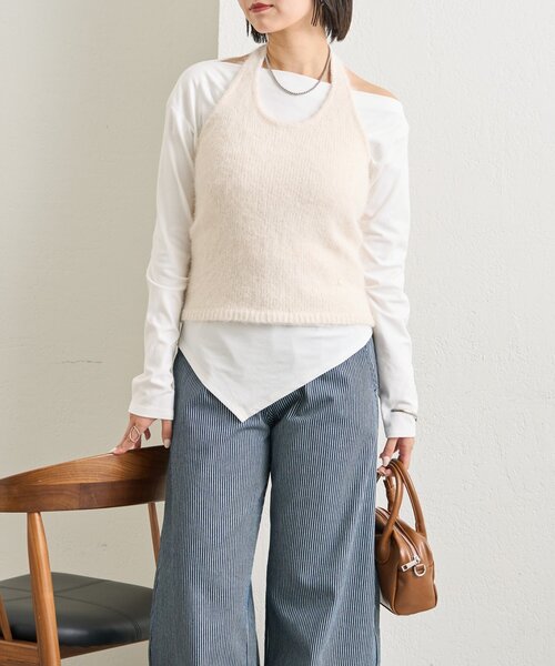 mystic(ミスティック)の「ふわふわホルターニットビスチェ(ニット/セーター・レディース・アイボリー/ブルー/ネイビー・FREE)」の5枚目の写真