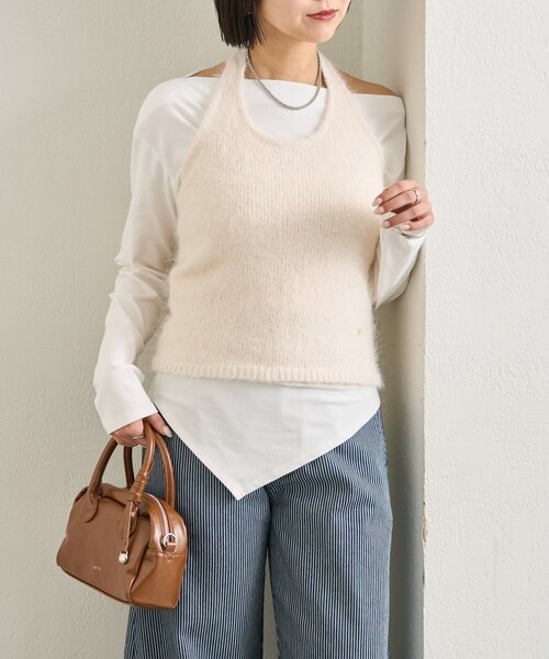 mystic(ミスティック)の「ふわふわホルターニットビスチェ(ニット/セーター・レディース・アイボリー/ブルー/ネイビー・FREE)」の6枚目の写真