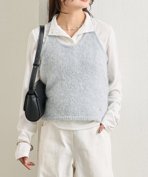 mystic(ミスティック)の「ふわふわホルターニットビスチェ(ニット/セーター・レディース・アイボリー/ブルー/ネイビー・FREE)」の13枚目の写真