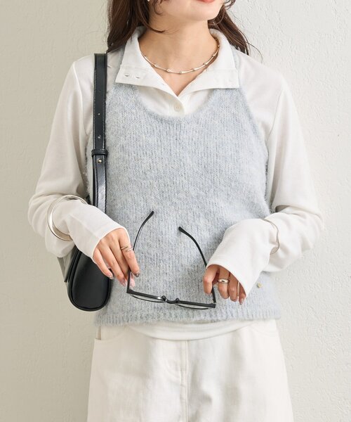 mystic(ミスティック)の「ふわふわホルターニットビスチェ(ニット/セーター・レディース・アイボリー/ブルー/ネイビー・FREE)」の14枚目の写真