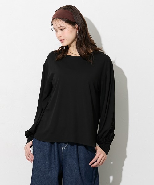 slattgir(スラットジール)の「高身長 きれいめラウンドネック袖ボリュームカットソートップス(トールサイズ)(Tシャツ/カットソー・レディース・ネイビー/ブラック/オフホワイト・T5L/T4L/T3L/TLL/TL/TM)」の18枚目の写真