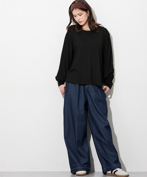slattgir(スラットジール)の「高身長 きれいめラウンドネック袖ボリュームカットソートップス(トールサイズ)(Tシャツ/カットソー・レディース・ネイビー/ブラック/オフホワイト・T5L/T4L/T3L/TLL/TL/TM)」の19枚目の写真