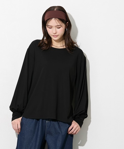 slattgir(スラットジール)の「高身長 きれいめラウンドネック袖ボリュームカットソートップス(トールサイズ)(Tシャツ/カットソー・レディース・ネイビー/ブラック/オフホワイト・T5L/T4L/T3L/TLL/TL/TM)」の20枚目の写真