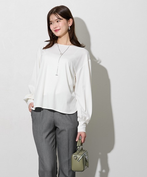 slattgir(スラットジール)の「高身長 きれいめラウンドネック袖ボリュームカットソートップス(トールサイズ)(Tシャツ/カットソー・レディース・ネイビー/ブラック/オフホワイト・T5L/T4L/T3L/TLL/TL/TM)」の22枚目の写真