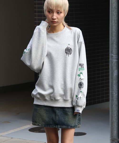 VISION STREET WEAR（ヴィジョンストリートウェア）の「【VISION STREET WEAR/ヴィジョンストリートウェア】Ghost Circle Logo Crewneck Sweatshirt/ゴースト サークルロゴ クルーネック トレーナー スウェット（スウェット・メンズ・ホワイト/ライトグレー/ブルーグレー/ブラック・M/L/LL）」の8枚目の写真